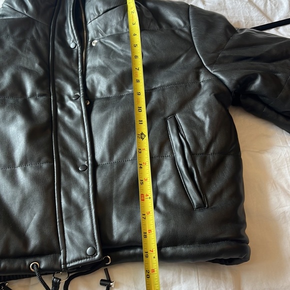 MOTO JACKET Faux leather cropped Quilted Lined NEW TAG Sz L Vigoss lines quilted - Picture 10 of 11
